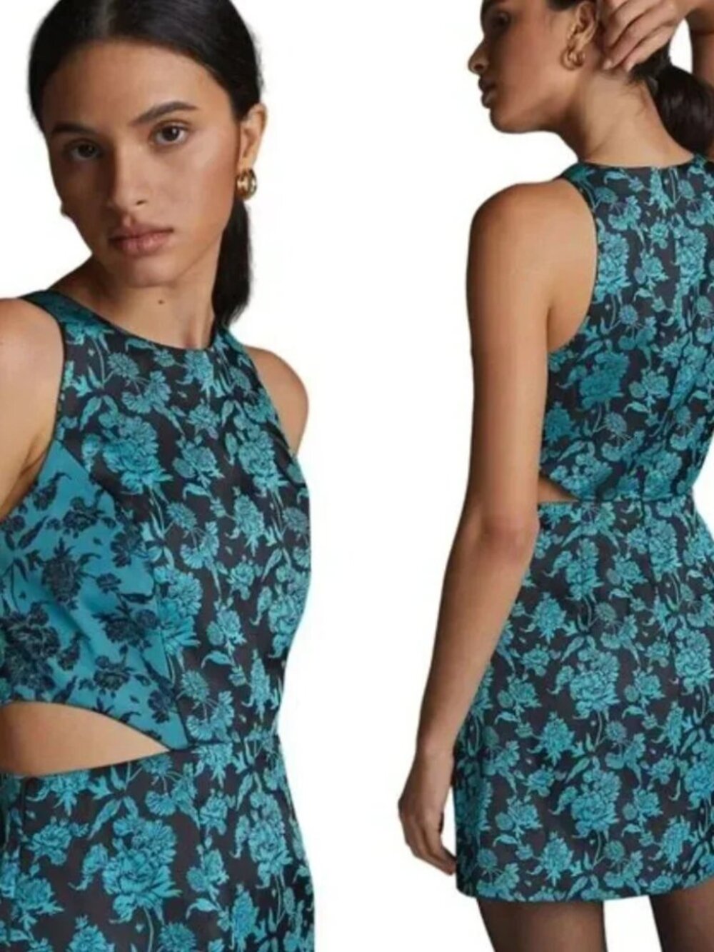 Floral cocktail dress with cut outs - size 12303